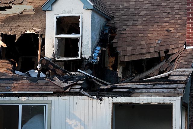 House burned in a fire damage clean up in Skokie