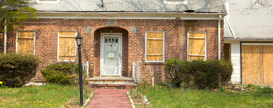 boarded windows during a Board Up in Mt. Prospect, Chicago, Arlington Heights, Northfield