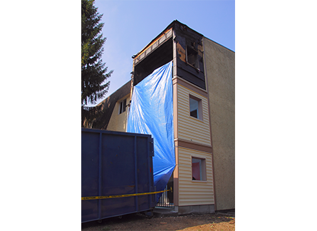 Roof Tarp on a building in Skokie